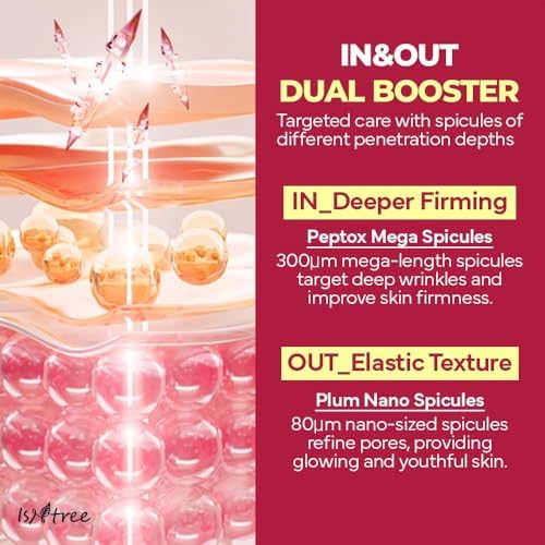 Lightweight non-sticky liquid texture of Isntree plum peptide booster on skin