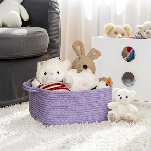 MEGASKET cotton rope organizer basket being carried by its sturdy built-in side handles.