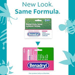 Benadryl topical analgesic cream tubes for mosquito bite and skin irritation treatment.