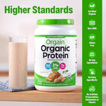 Orgain Organic Protein Powder mixed in a glass as a smoothie