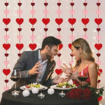 Eight individual strands of pre assembled premium Valentine Day hanging banner decorations displayed horizontally