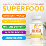 Doctor Danielle Bee Wise capsule bottle displaying ingredient list of bee pollen propolis and royal jelly
