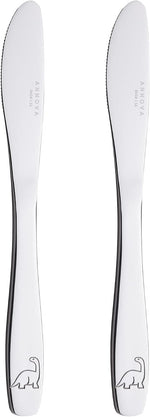 Annova children dinner knife with safe cutting edge and dinosaur engraving
