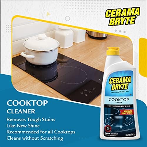 Cerama Bryte 16 Ounce stainless steel appliance polish spray for fingerprint removal.