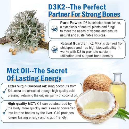 Envycure algae oil chewable supplements with vitamin d3 and k2 mk7 for immune health