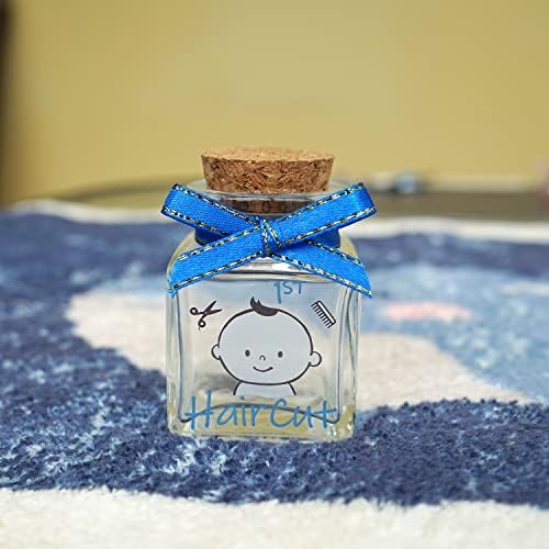 Top down view of Hamuiers baby boy hair keepsake bottle