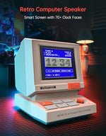 Divoom MiniToo miniature computer speaker styled on a neon lit gaming desk setup