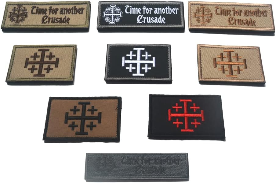 AliPlus 2PCS Knights Jerusalem Holy Sepulchre Morale Patches Hook and Loop | Embroidered,Knight Tactical Military Patch,Versatile Tactical Attachment,Applique Fastener,3*2 inch,Black White - Image 13