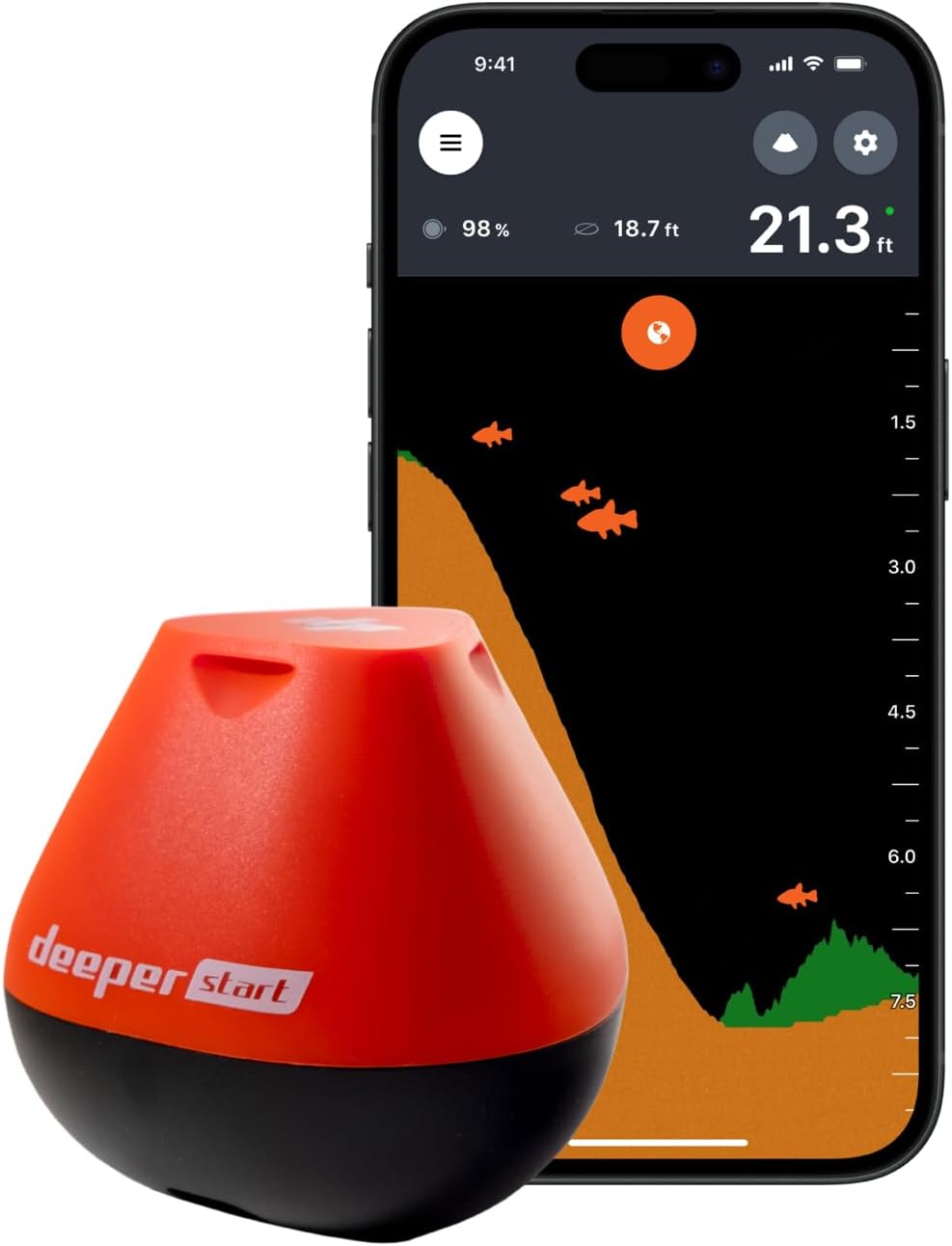 Deeper Start Fish Finder - Portable and Depth Finder for Recreational Fishing from Dock, Shore, Bank or Kayak | Castable Deeper Smart Sonar with Free User Friendly App - Image 1