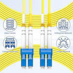 SpeedyCables 6-pack fiber cables in network cabinet setting