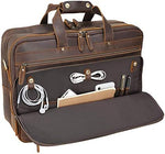 Polare Original large leather laptop bag back panel view showcasing the heavy duty hardware and zipper pockets.