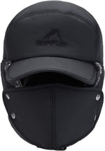 Men Winter Trapper Hat with Ear Flap Thermal Fur Warm Hat Insulated Baseball Cap with Face Cover - Image 9