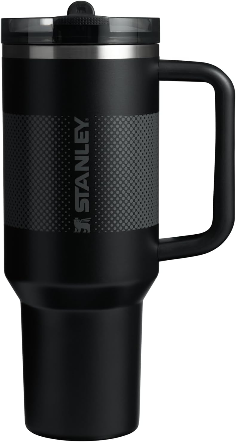 Stanley Quencher ProTour Flipstraw Tumbler front view showing Black Fade gradient design.