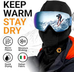 Side profile of GearTOP winter face mask highlighting the orange gear logo emblem.