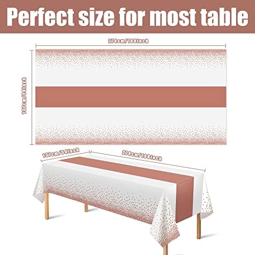 Folded Ohome plastic tablecloths in white and rose gold