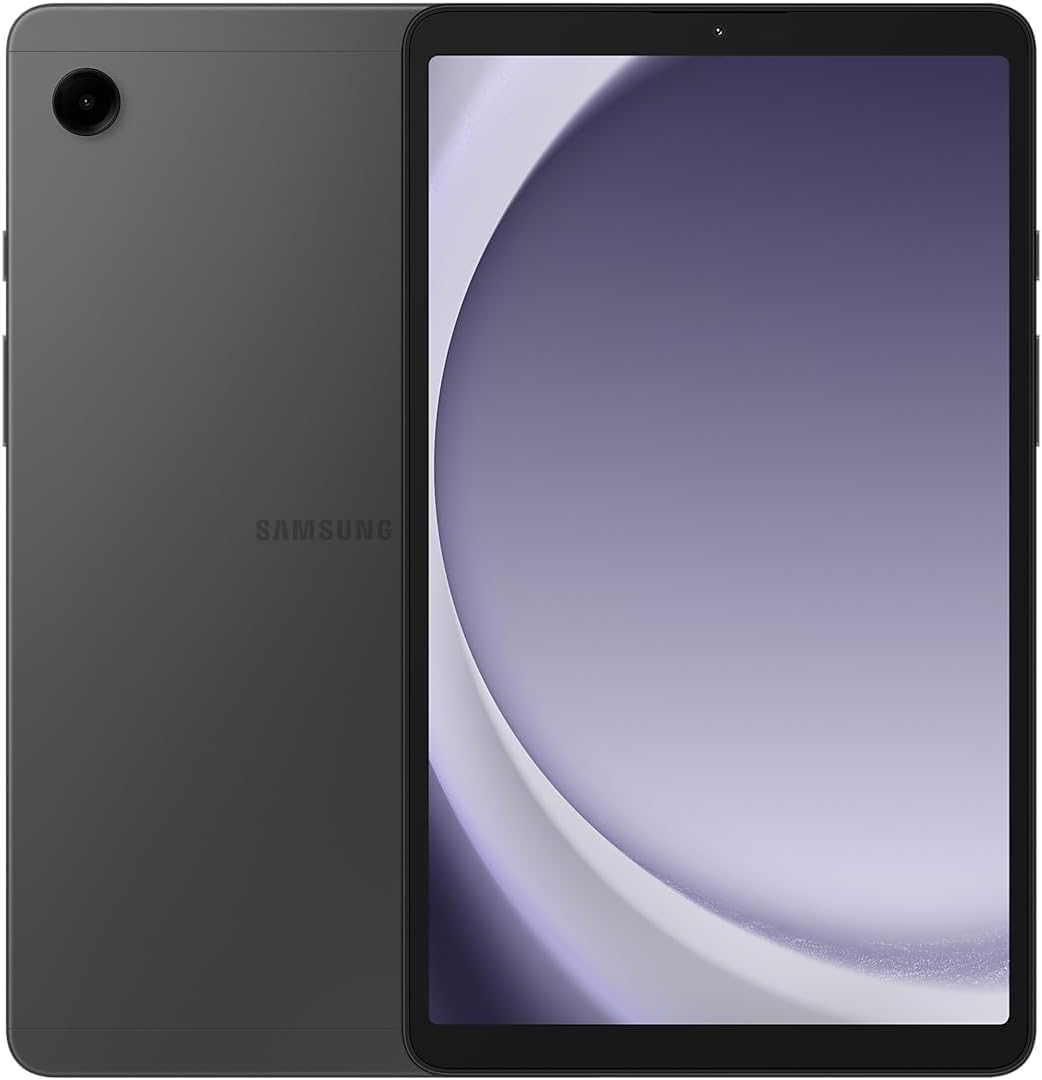 Samsung Galaxy Tab A9 Graphite front view showing 8.7 inch display