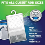 Concrobium moisture absorber bags in a closet setting for odor removal