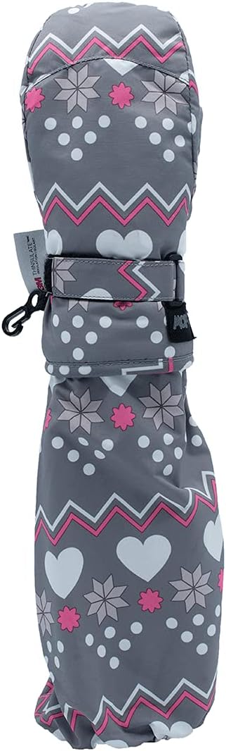 L-Bow kids snow mitten palm view featuring sure grip patch