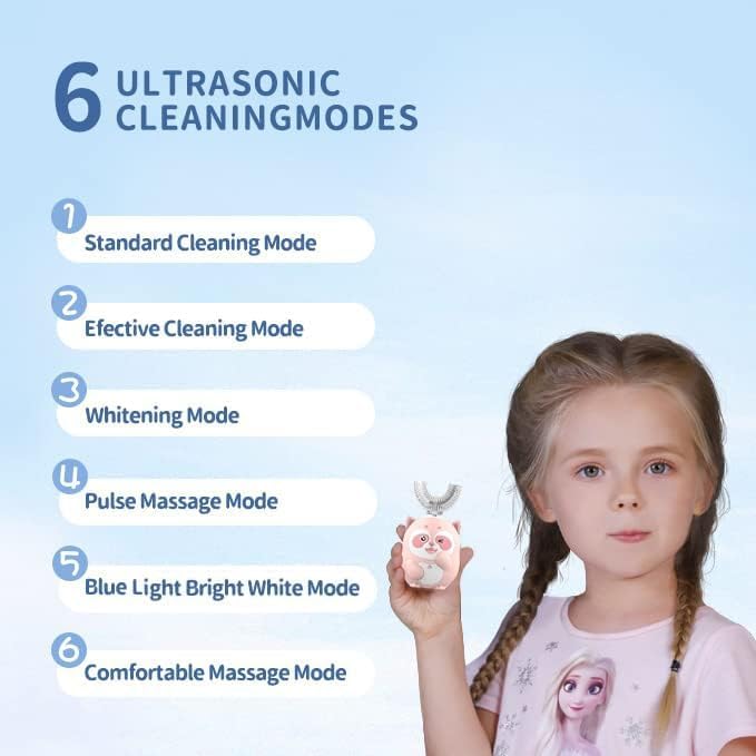 ELOTAME children sonic automatic toothbrush kit including four interchangeable brush heads and a matching dustproof gargle cup.