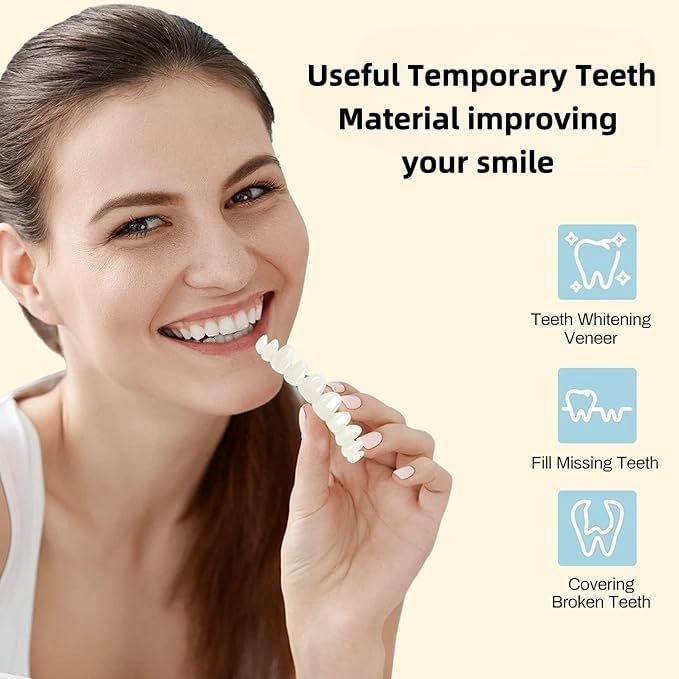 User applying moldable teeth repair beads at home