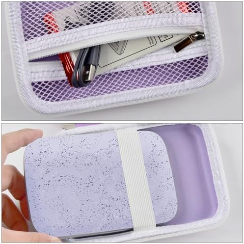 Boobowl lilac protective case showcasing the durable zipper closure and attached portable hand strap.