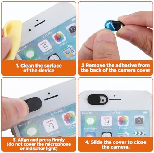 Two piece disassembled webcam privacy cover demonstrating how to clean the parts