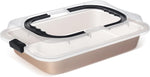 Qinyoung 2 Pcs Cake Baking Pan with Lid and Handle, 9 x 13 Inch Non-stick Rectangle Sheet Cake Pan Carrier for Brownie Roasting Cooking Baking (Black Gray) - Image 13