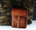 Satchel And Fable Vintage Leather Tablet Satchel Angled View