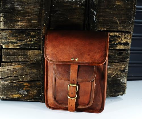 Satchel And Fable Vintage Leather Tablet Satchel Angled View