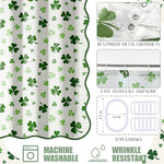 Frienda four leaf clover festive shower curtain used as a party backdrop decoration