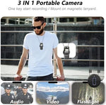 SixBondsCam 4K video recorder demonstrating the built-in flashlight function for low-light area navigation.