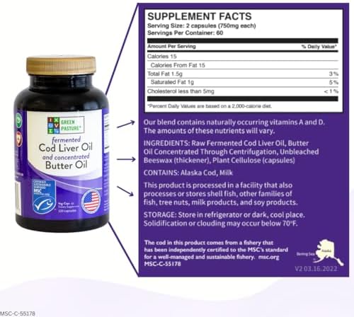 Green Pasture fermented fish oil and grass fed butter oil capsule form close up