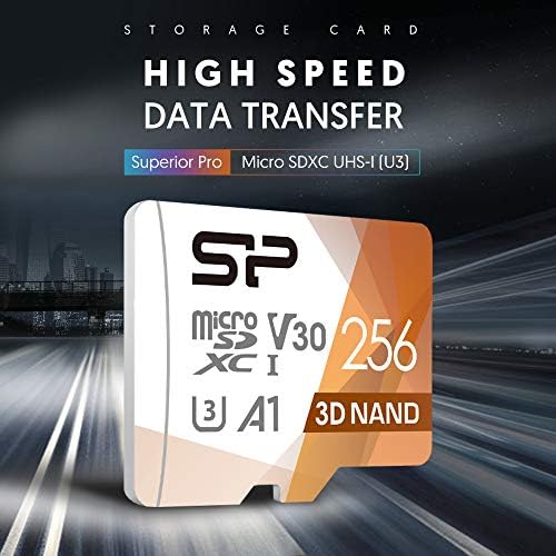 Authentic Silicon Power 256GB retail packaging displaying product speed ratings and 4K Ultra HD capability.