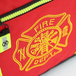 Firefighter turnout bag dedicated helmet compartment view