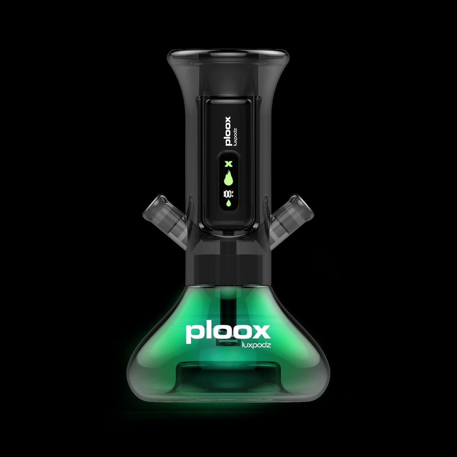 Ploox - X Electric Portable Hookah, NEW DEVICE No Charcoal or Flavor Needed, 2 Metal Hoses, LED Light with Remote Control, COMPLETE SET UP (Black) - Image 1
