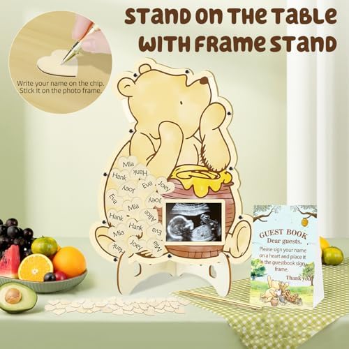 Guest book display setup at a baby shower event