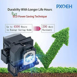 PXOEH V13H010L91 projector bulb showing the premium glass lens and high efficiency lampwick