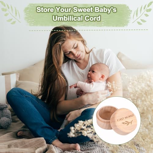 Small wooden keepsake container for umbilical cord storage