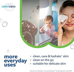 WaterWipes sensitive plus hydrating boost baby wipes pack resting on a clean white background