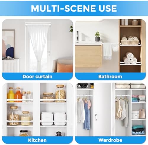 Mini adjustable window sash tension rods shown with dimensions for home storage.