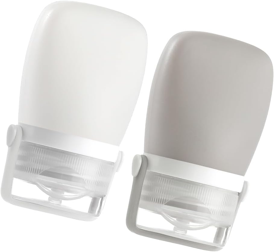 RONRONS Silicone Travel Bottles, 1oz Sauce Salad Dressing Bottles Condiment Container Small for Shampoo Toiletries Conditioner (2 Pieces) - Image 1