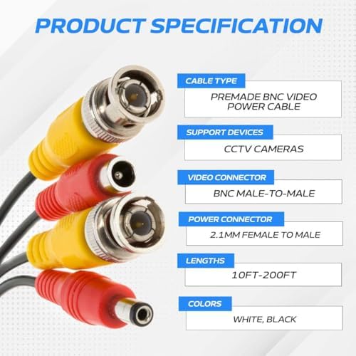 Cables Direct Online premade Siamese surveillance wire unrolled layout