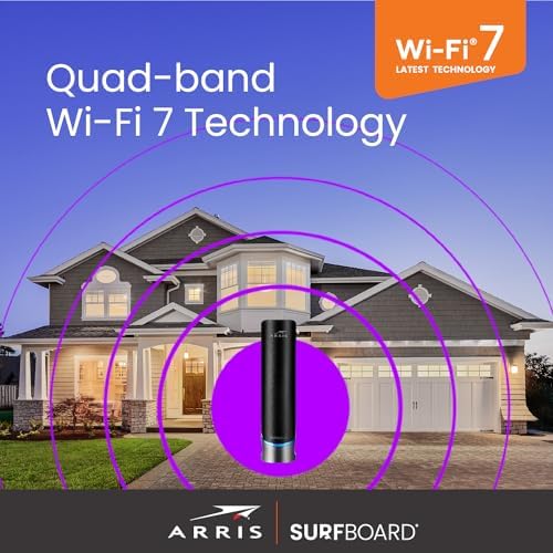 Arris Surfboard G54 side angle view highlighting the elegant ventilation grilles and compact modern footprint.