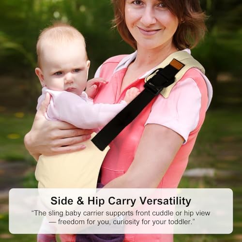 Huefain lightweight toddler carrier being used for comfortable hip carry position