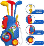 Toddler playing with Liberry golf cornhole board and mat