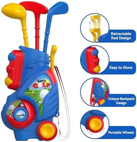 Toddler playing with Liberry golf cornhole board and mat