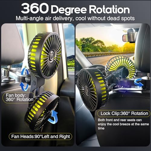 Close up of child safe mesh grille on the Dealswin USB powered rear seat cooling fan.