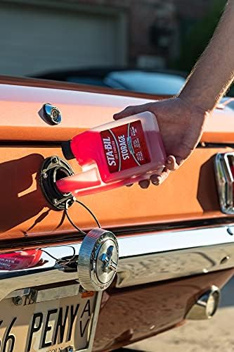 STA-BIL vehicle storage additive fluid bottle showcasing premium engine maintenance formula.