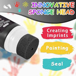 Squeezing black ink onto newborn footprint kit for mess-free keepsake creation.