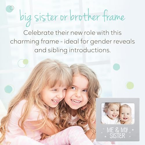 Tiny Ideas newborn nursery sentiment frame displaying a four by six inch sibling photograph